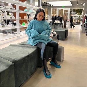 Over  sized teddy bear fuzzy sweat shirt with matching bag